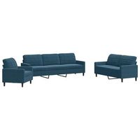 juego de sofas con cojines 4 piezas terciopelo azul vidaxl