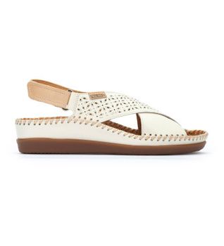 Pikolinos para mujer. W8K-0848C1 Sandalias de Piel Cadaques blanco roto (39), 3 a 5cm, Velcro, Casual