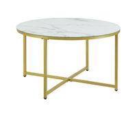 mesa de centro uppvidinge cristalacero 45 x o 80 cm - aspecto de marmol blanco encasa