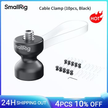 SmallRig - Juego de 10 Abrazaderas para Cables, Color Negro, con Orificio Roscado Integrado de 1/4