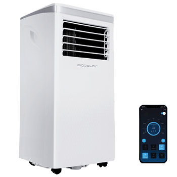 Aigostar Freeze Smart - Aire Acondicionado Portátil inteligente, 1003W, 3 en 1: Deshumidificador, Climatizador, Ventilador. Pantalla LED, Mando a Distancia, Temporizador 24h, 9000 Btu/h. Conexión Wifi