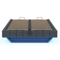 cama tapizada 140x200 cm - estructura flotante hidraulica con almacenamiento cama multifuncional sin cabecero con luz led - gris