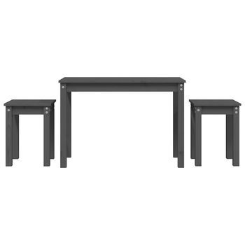3 Uds Mesas Apilables | Mesita Auxiliar | Mesa De Café Madera Maciza De Pino Gris