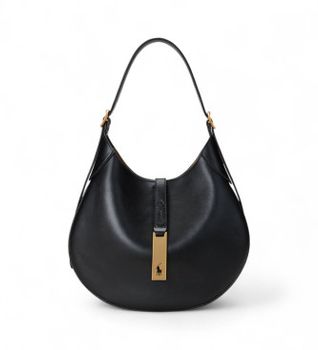 Polo Ralph Lauren para mujer. 428944017001 Bolso Shoulder Polo ID de piel pequeño negro (OSFA), Casual
