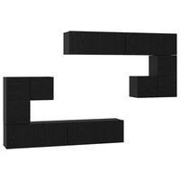 unidades de tv 4 uds  mueble de salon  gabinete de tv roble negro madera contrachapada