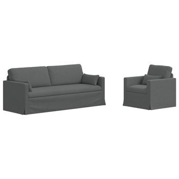 Juego De Sofá 2 Pcs Gris Oscuro 198 X 78 X 80 Cm Tela Vidaxl