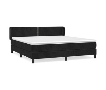 Cama box spring con colchón terciopelo negro 180x200 cm liso con clavos