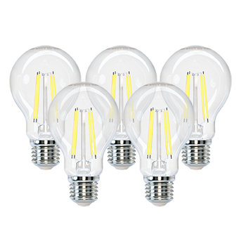 Aigostar Bombilla LED E27 Vintage, 6W Equivalente a 54W, Blanco Fria 6500K, Transparente Bombillas A60 LED, 700 Lumen, No Regulable, 5 Unidades