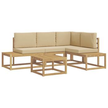 Conjunto De Sofás De Exterior 4 Pieza Y Beige Poliéster Vidaxl