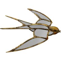 decoracion de pared golondrina dorada en espejo de cristal 31x39