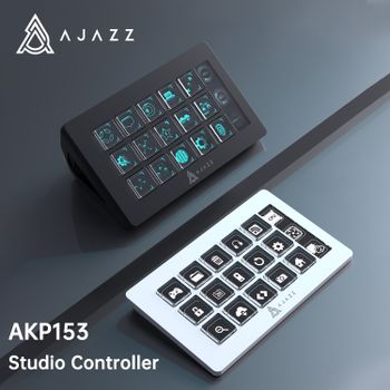 AJAZZ AKP153 controlador de estudio de Streaming teclado tipo c con cable con 15 teclas Macro LCD y 1 pantalla lateral soporte desmontable