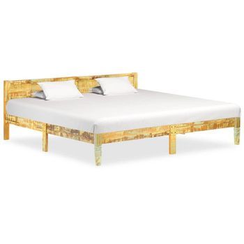 Estructura Cama Sin Colchón Madera Maciza Reciclada 200x200 Cm Vidaxl