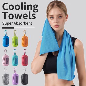 Toalla fría envuelta en silicona Circular portátil, toalla refrescante, toallas de fibra de poliéster de secado rápido, accesorios de playa, deporte y Fitness