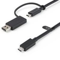 startechcom cable usb-c de 1m con llave adaptador dongle a usb-a - cable habrido usb tipo c a usbc 10gbps y pd de 100w o usba 5gbps - ideal para docking stations habridas