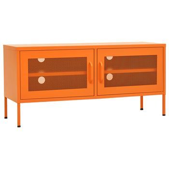 Mueble Tv | Mueble De Salón | Armario Tv De Acero Naranja 105x35x50 Cm