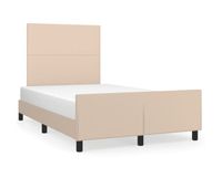 estructura de cama cabecero cuero sintetico capuchino 120x200cm diseno plano
