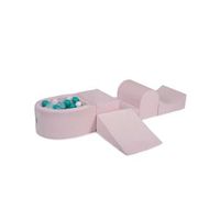meowbaby parque infantil de espuma con piscina de bolas terciopelo rosa claro  blancoturquesatransparente 100 bolas