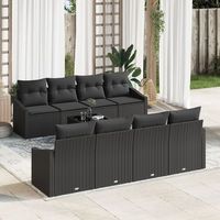 juego de sofa de jardin de 9 piezas con cojines negro poliratan v2393 unico  negro