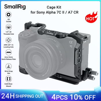 Kit de jaula SmallRig A7C II para Sony Alpha 7C II / Alpha 7CR Placa de liberación rápida incorporada con abrazadera de cable con soporte para zapatos -4422