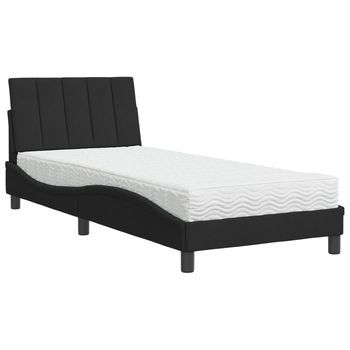 Cama Con Colchón Hanko Terciopelo Negro 90x200 Cm Vidaxl
