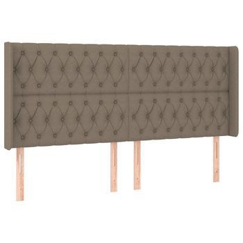 Cabecero Cama Mueble De Dormitorio Con Led De Tela 203 X 16 X 118/128 Cm Gris Topo M02_0000934