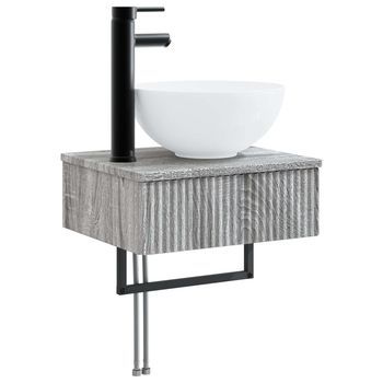 Lavabo De Lavado Montado En La Pared Sonoma Gris Vidaxl