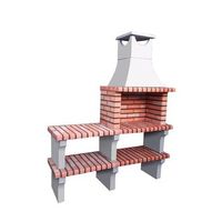bbq xl-art - barbacoa con 2 encimeras construido con ladrillo y cemento refractario con laterales de ladrillo - 153x52x196cm