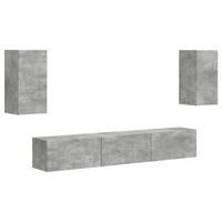 conjunto de mueble de tv 5 uds  mueble de salon  gabinete de tv gris concreto
