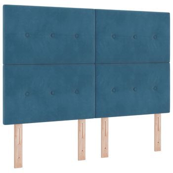 Cabecero Led Con Tiras Led Manual Azul 160 Cm Terciopelo Vidaxl