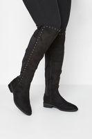 limited collection botas mosqueteras antelina negra con tachas