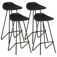 taburetes de cocina 4 unidades cuero autentico negro vidaxl