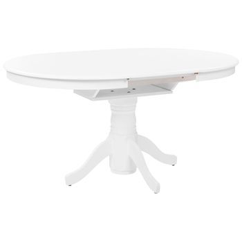 Mesa Vintage Retro De Comedor Extensible De Madera Con Pedestal Blanco 106/150 X 106 Cm Akron