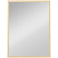 homcom espejo mural rectangular 80 x 60 cm marco de madera natural ideal para bano salon o dormitorio   aosom espana