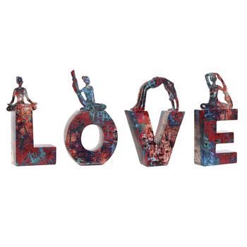 Figura Set 4 Resina 12,5x5x22 Love Yoga Multicolor