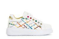 zapatillas deportivas con bordados y pedreria de colores white combo