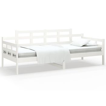 Sofá Cama | Cama Individual | Cama Para Adultos Madera Maciza De Pino Blanco 90x200 Cm