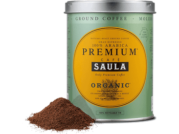 Café molido - Saula Premium Ecológico, Arábica, Intenso, 250 g
