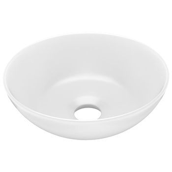 Lavabo De Cuarto De Baño Redondo Cerámica Blanco Mate Vidaxl