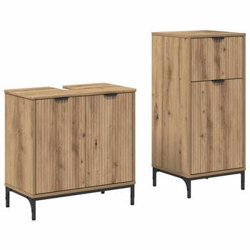 Juego De Muebles De Baño 2 Uds. Roble Artisan 39,5 X 36 X 88 Cm Vidaxl