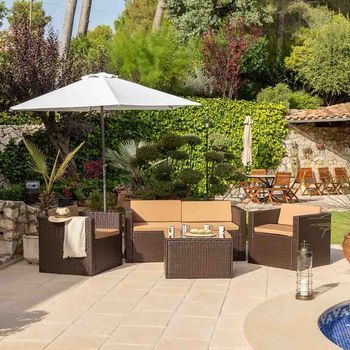 Conjunto De Mesa, Sofa Y 2 Sillones