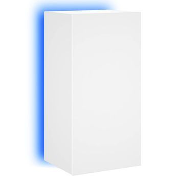 Mueble Tv De Pared | Mueble De Salón | Armario Tv Con Luces Led Blanco 40,5x35x80 Cm
