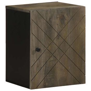 Mueble De Baño De Pared De Madera Maciza Mango Negro 38x33x48cm Vidaxl
