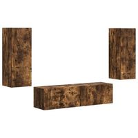 conjunto de mueble de tv 2 uds  mueble de salon  gabinete de tv roble ahumado