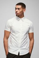 camisa de manga corta elastica blanco