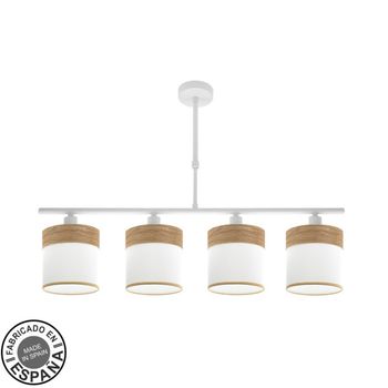 FABRILAMP Lampara Cloe 4xe14 Blanca/blanca-madera Clara Regx75x14 cm