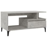 mesa de centro 49x90x45 cm madera y metal trabajados - gris