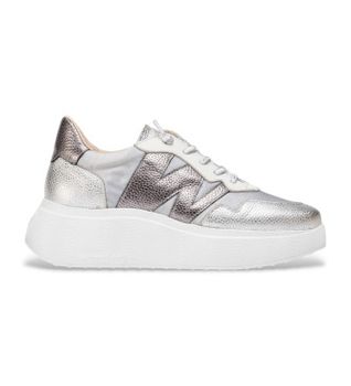 Wonders para mujer. A-3622 Zapatillas Zénit plateado (42), Piel, Plata, 3 a 5cm, Cordones, Casual
