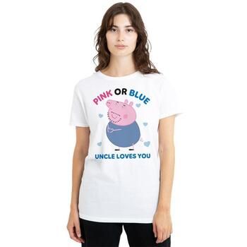 Dessins Animés Camiseta Pink Or Blue Uncle Pig Loves You para mujer