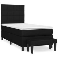 cama tapizada 203x90x128 cm tejido 100  poliester contrachapado y madera tratada - negro
