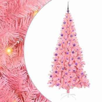 Árbol De Navidad | Decoraciones De Navidad Con 300 Led Con Soporte Rosa 210 Cm Pvc